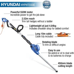 Hyundai 550W 450mm Long Reach Corded Electric Pole Hedge Trimmer/Pruner HYPHT550E -Cheap Grow And Trim Store hyundai 550w 450mm long reach corded electric pole hedge trimmer pruner hypht550e5056275799878 02c MP