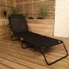 Light Weight Folding Textoline Sun Lounger / Sun Bed In Black