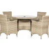 LISBON 4 Seater Round Carver Dining Set 110cm Round Table With 4 Carver Chairs Including Cushions