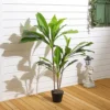 Livingandhome 3 Trunk Artificial Asplenium Nidus Tree House Plant Indoor Plant In Black Pot 105 Cm