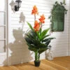 Livingandhome 3 Trunks Artificial Canna Lily Flower Tree House Plant Indoor Plant In Black Plant 165 Cm