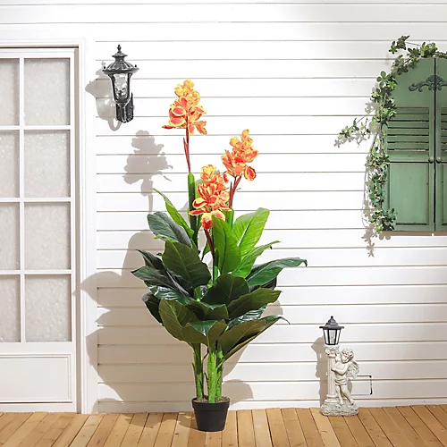 Livingandhome 3 Trunks Artificial Canna Lily Flower Tree House Plant Indoor Plant In Black Plant 165 Cm 2 Livingandhome 3 Trunks Artificial Canna Lily Flower Tree House Plant Indoor Plant In Black Plant 165 Cm - Image 2