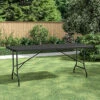 Livingandhome 5.8ft Black Rectangular Outdoor Rattan Plastic Folding Catering Camping Table