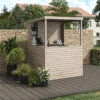 Livingandhome 5 X 7 Ft Natural Outdoor Solid Wood Garden Bar Drinks Shed With Pitched Roof