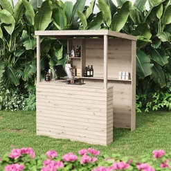 Livingandhome 5 X 7 Ft Natural Outdoor Solid Wood Garden Bar Drinks Shed With Pitched Roof -Cheap Grow And Trim Store livingandhome 5 x 7 ft natural outdoor solid wood garden bar drinks shed with pitched roof0670586481380 03c MP