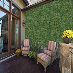 Livingandhome 6 Pieces Green Simulation Milan Fake Plastic Plant Wall 600 X 400 Mm