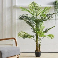 Livingandhome Artificial Bamboo Palm Tree Indoor Decorative Plant In Black Pot 150 Cm