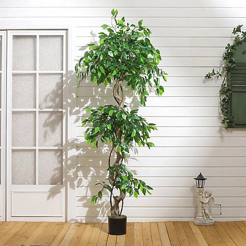 Livingandhome Artificial Banyan Tree House Plant Indoor Plant In Black Pot 180 Cm 1 Livingandhome Artificial Banyan Tree House Plant Indoor Plant In Black Pot 180 Cm