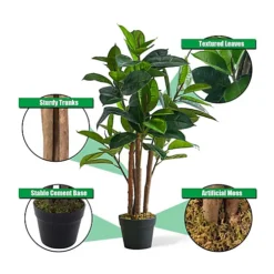 Livingandhome Artificial Rubber Tree Indoor Decorative Plant In Black Pot 90 Cm -Cheap Grow And Trim Store livingandhome artificial rubber tree indoor decorative plant in black pot 90 cm0735940245609 03c MP
