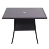 Livingandhome Black Garden Wicker Square Tempered Glass Outdoor Table With Parasol Hole 105 Cm
