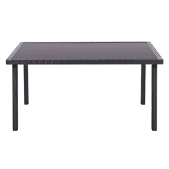 Livingandhome Black Rustic Rectangle Outdoor Wicker Table With Tempered Glass Tabletop 150cm -Cheap Grow And Trim Store livingandhome black rustic rectangle outdoor wicker table with tempered glass tabletop 150cm0735940289719 03c MP