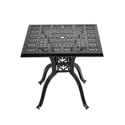 Livingandhome Black Square Cast Aluminum Outdoor Dining Table With Parasol Hole 795 X 725 Mm -Cheap Grow And Trim Store livingandhome black square cast aluminum outdoor dining table with parasol hole 795 x 725 mm0735940235792 02c MP