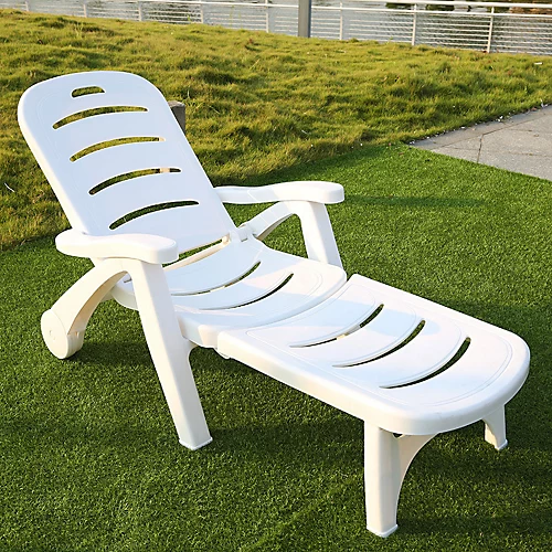 Livingandhome White Outdoor Folding Lounger Chaise Chair Recliner On Wheels 1 Livingandhome White Outdoor Folding Lounger Chaise Chair Recliner On Wheels