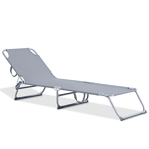 LIVIVO Foldable Reclining Sun Lounger With Adjustable Back & Leg Rests - Lightweight Sun Bed, 3 Height Settings - Grey 1 LIVIVO Foldable Reclining Sun Lounger With Adjustable Back & Leg Rests - Lightweight Sun Bed, 3 Height Settings - Grey
