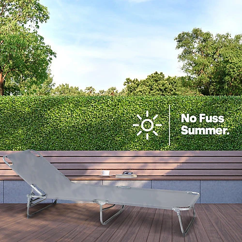 LIVIVO Foldable Reclining Sun Lounger With Adjustable Back & Leg Rests - Lightweight Sun Bed, 3 Height Settings - Grey 2 LIVIVO Foldable Reclining Sun Lounger With Adjustable Back & Leg Rests - Lightweight Sun Bed, 3 Height Settings - Grey - Image 2