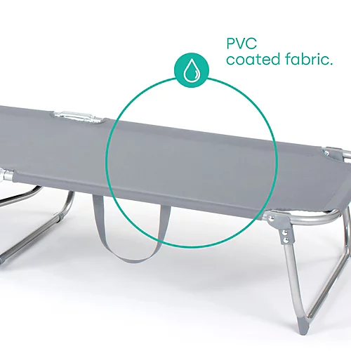 LIVIVO Foldable Reclining Sun Lounger With Adjustable Back & Leg Rests - Lightweight Sun Bed, 3 Height Settings - Grey 4 LIVIVO Foldable Reclining Sun Lounger With Adjustable Back & Leg Rests - Lightweight Sun Bed, 3 Height Settings - Grey - Image 4