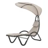 LIVIVO Luxury Soft Padded Sun Lounger With A Canopy - Outdoor Garden Furniture For Patio, Decking & Balcony - Beige
