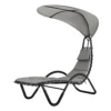 LIVIVO Luxury Soft Padded Sun Lounger With A Canopy - Outdoor Garden Furniture For Patio, Decking & Balcony - Grey