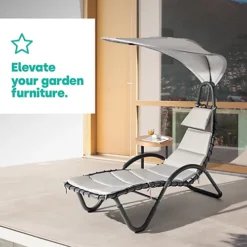 LIVIVO Luxury Soft Padded Sun Lounger With A Canopy - Outdoor Garden Furniture For Patio, Decking & Balcony - Grey -Cheap Grow And Trim Store livivo luxury soft padded sun lounger with a canopy outdoor garden furniture for patio decking balcony grey5056295308043 02c MP
