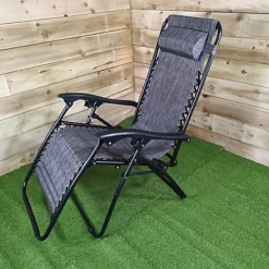 Luxury Zero Gravity Garden Relaxer Chair / Sun Lounger - Grey -Cheap Grow And Trim Store luxury zero gravity garden relaxer chair sun lounger grey5060907221293 04c MP