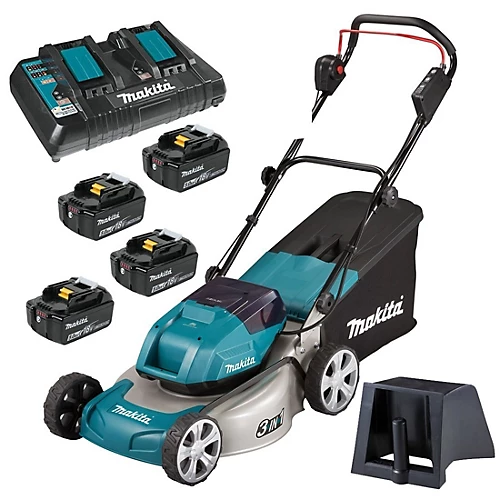 Makita DLM460PT4 Twin 18v LXT Cordless Brushless Lawn Mower 46cm 4x5ah Much Plug 1 Makita DLM460PT4 Twin 18v LXT Cordless Brushless Lawn Mower 46cm 4x5ah Much Plug
