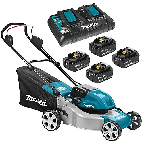 Makita DLM460PT4 Twin 18v LXT Cordless Brushless Lawn Mower 46cm 4x5ah Much Plug 2 Makita DLM460PT4 Twin 18v LXT Cordless Brushless Lawn Mower 46cm 4x5ah Much Plug - Image 2