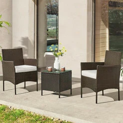 Mcc Direct Rattan Furniture Garden Table And Chair Set Rome Brown