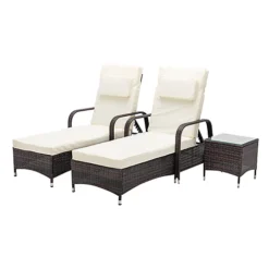 MCC Direct Rattan Sun Lounger And Table Venice Brown -Cheap Grow And Trim Store mcc direct rattan sun lounger and table venice brown5060856462686 02c MP