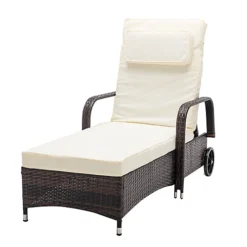 MCC Direct Rattan Sun Lounger And Table Venice Brown -Cheap Grow And Trim Store mcc direct rattan sun lounger and table venice brown5060856462686 04c MP