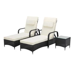 MCC Direct Rattan Sun Lounger And Table Venice Brown -Cheap Grow And Trim Store mcc direct rattan sun lounger and table venice brown5060856462693 02c MP