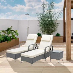 MCC Direct Rattan Sun Lounger And Table Venice Grey