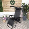 Multi Position Garden Gravity Relaxer Chair Sun Lounger With Sun Canopy In Black