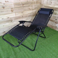 Multi Position Textoline Garden Relaxer Chair Lounger - All Black -Cheap Grow And Trim Store multi position textoline garden relaxer chair lounger all black5060907221309 03c MP
