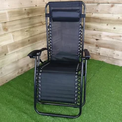 Multi Position Textoline Garden Relaxer Chair Lounger - All Black -Cheap Grow And Trim Store multi position textoline garden relaxer chair lounger all black5060907221309 04c MP