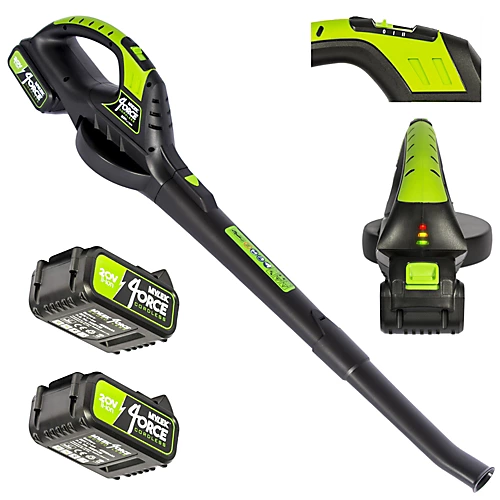 MYLEK Cordless Leaf Blower 20V Li-ion With 2 X 4000mAh Battery & Fast Charger - Two Speed - Battery Indicator LED 1 MYLEK Cordless Leaf Blower 20V Li-ion With 2 X 4000mAh Battery & Fast Charger - Two Speed - Battery Indicator LED