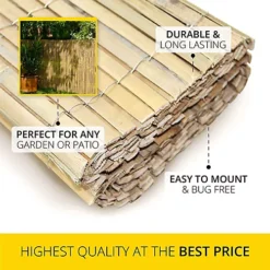 Natural Bamboo Wood Garden Fence Covering, Outdoor Privacy Slat Screening Wind Sun Protection - H 1.2m X W 4m -Cheap Grow And Trim Store natural bamboo wood garden fence covering outdoor privacy slat screening wind sun protection h 1 2m x w 4m5055566254461 04c MP