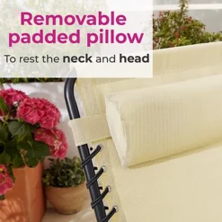 Neo Pair Of Cream Outdoor Garden Folding Sun Loungers -Cheap Grow And Trim Store neo pair of cream outdoor garden folding sun loungers5056293914758 04c MP