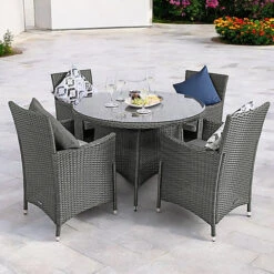 Nevada Grey 4 Seater KD Round Dining Set