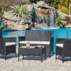 Newport Rattan Garden Furniture Set Conservatory Patio Outdoor Table Chairs Sofa Cover, Black Plus Cover