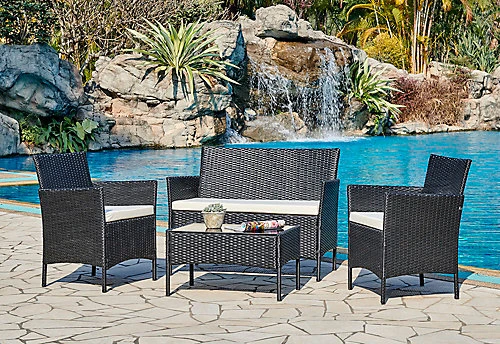 Newport Rattan Garden Furniture Set Conservatory Patio Outdoor Table Chairs Sofa Cover, Black Plus Cover 1 Newport Rattan Garden Furniture Set Conservatory Patio Outdoor Table Chairs Sofa Cover, Black Plus Cover
