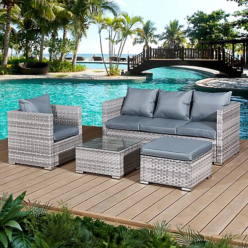 Oseasons Acorn Rattan 5 Seat Lounge Sofa Set In Dove Grey 1 Oseasons Acorn Rattan 5 Seat Lounge Sofa Set In Dove Grey