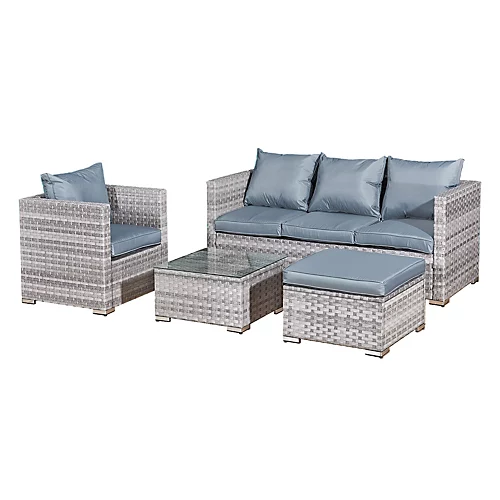 Oseasons Acorn Rattan 5 Seat Lounge Sofa Set In Dove Grey 2 Oseasons Acorn Rattan 5 Seat Lounge Sofa Set In Dove Grey - Image 2