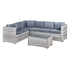Oseasons Acorn Rattan 6 Seat Corner Sofa Set In Dove Grey -Cheap Grow And Trim Store oseasons acorn rattan 6 seat corner sofa set in dove grey5056010143270 02c MP