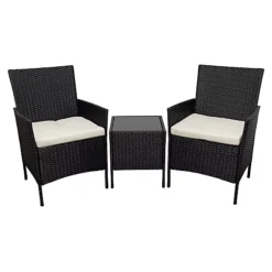 Oseasons Hawaii KD Rattan 2 Seat Tea For Two Set In Black