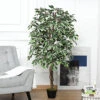 Outsunny 160cm/5.2FT Artificial Ficus Tree Fake Plant In Pot Indoor Outdoor