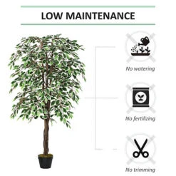 Outsunny 160cm/5.2FT Artificial Ficus Tree Fake Plant In Pot Indoor Outdoor -Cheap Grow And Trim Store outsunny 160cm 5 2ft artificial ficus tree fake plant in pot indoor outdoor5056399120848 06c MP