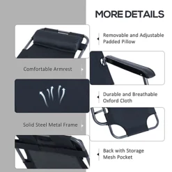 Outsunny 2 In 1 Outdoor Folding Sun Lounger W/ Adjustable Back And Pillow Black -Cheap Grow And Trim Store outsunny 2 in 1 outdoor folding sun lounger w adjustable back and pillow black5056029882566 06c MP