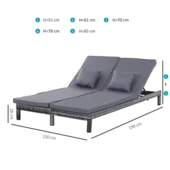 Outsunny 2 Person Rattan Lounger Adjustable Double Chaise Chair With Cushion Grey -Cheap Grow And Trim Store outsunny 2 person rattan lounger adjustable double chaise chair with cushion grey5056399103889 03c MP
