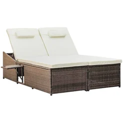Outsunny 2 Seater Double Rattan Sun Lounger Recliner Day Bed Wicker Weaver Sofa -Cheap Grow And Trim Store outsunny 2 seater double rattan sun lounger recliner day bed wicker weaver sofa5056029838310 02c MP