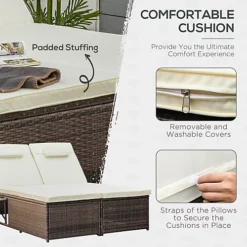 Outsunny 2 Seater Double Rattan Sun Lounger Recliner Day Bed Wicker Weaver Sofa -Cheap Grow And Trim Store outsunny 2 seater double rattan sun lounger recliner day bed wicker weaver sofa5056029838310 06c MP